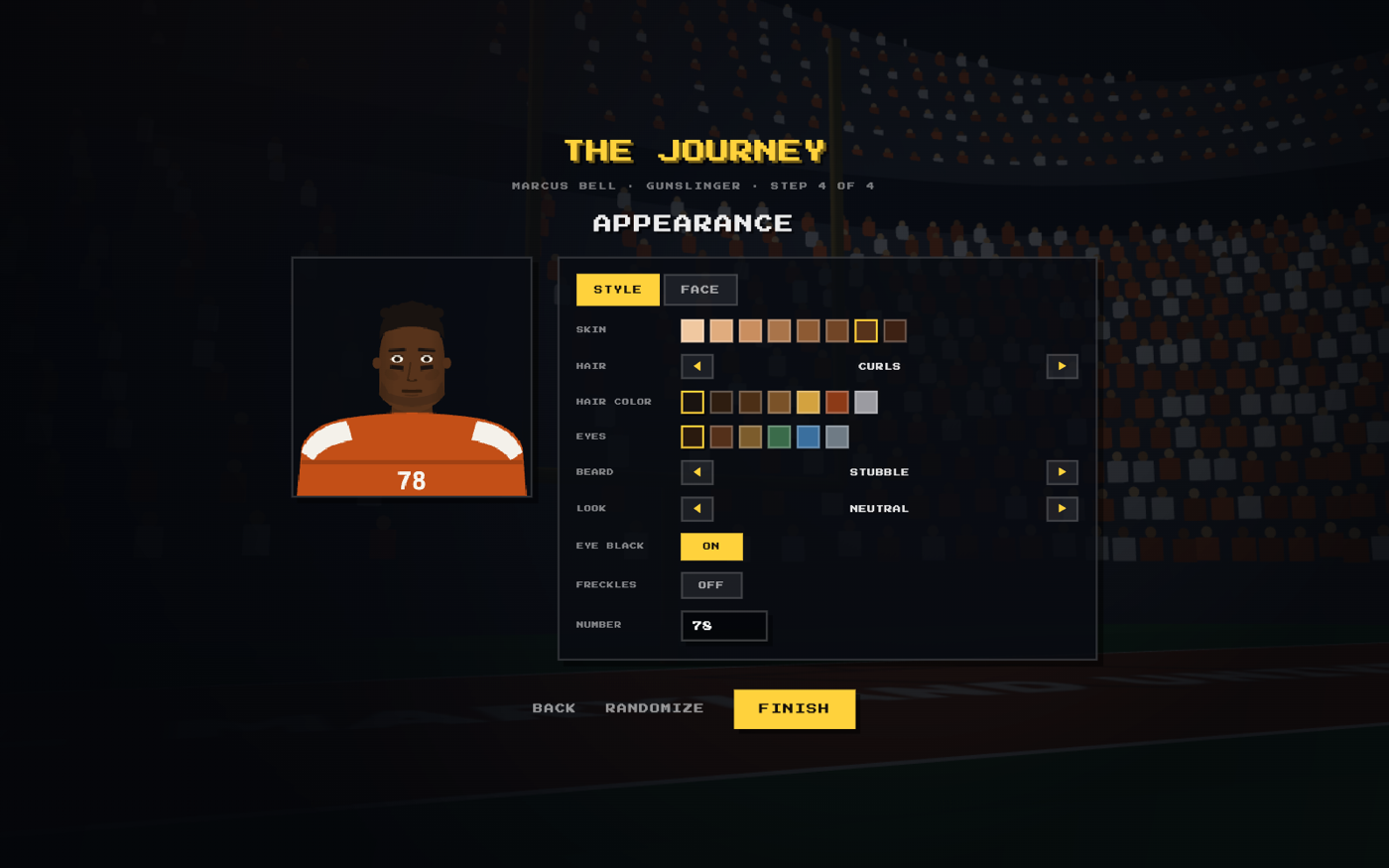 Creating your player in the Journey — appearance editor